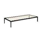 iBase - Letto con struttura metallica e spazio contenitivo di 30 cm in nero e bianco