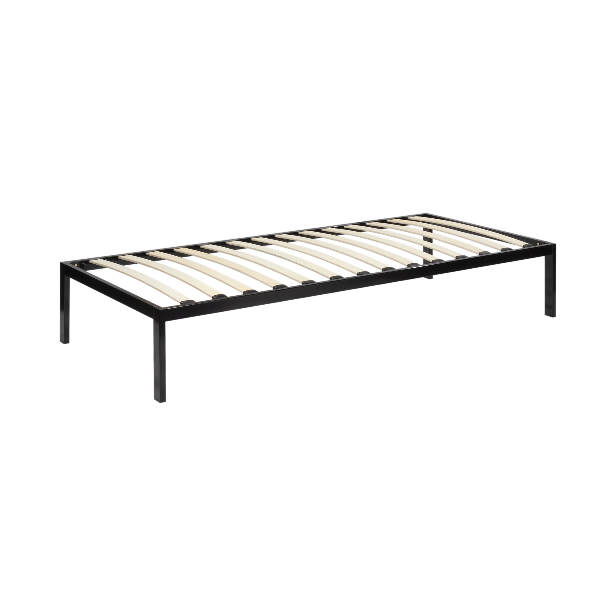 iBase - Letto con struttura metallica e spazio contenitivo di 30 cm in nero e bianco