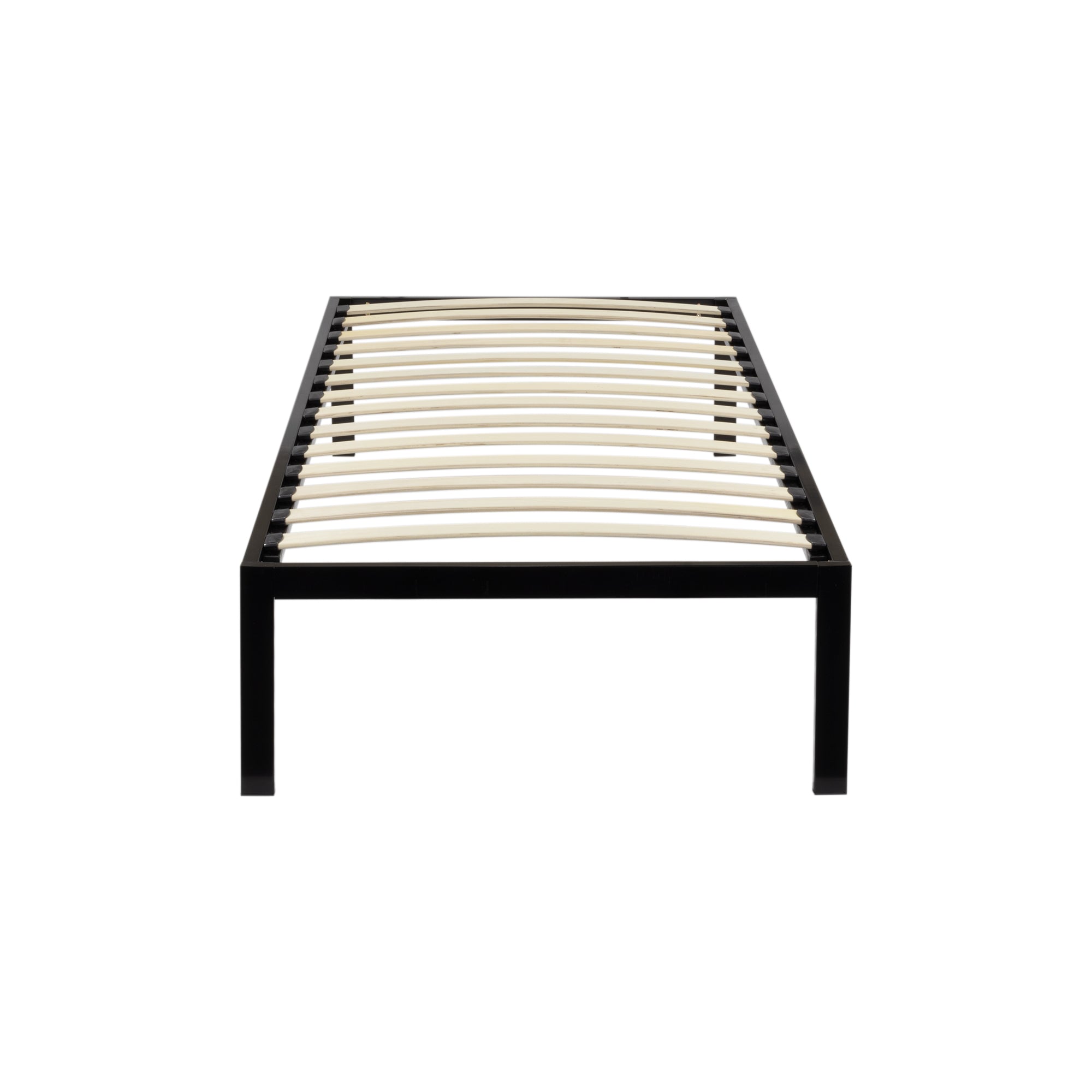 iBase - Letto con struttura metallica e spazio contenitivo di 30 cm in nero e bianco