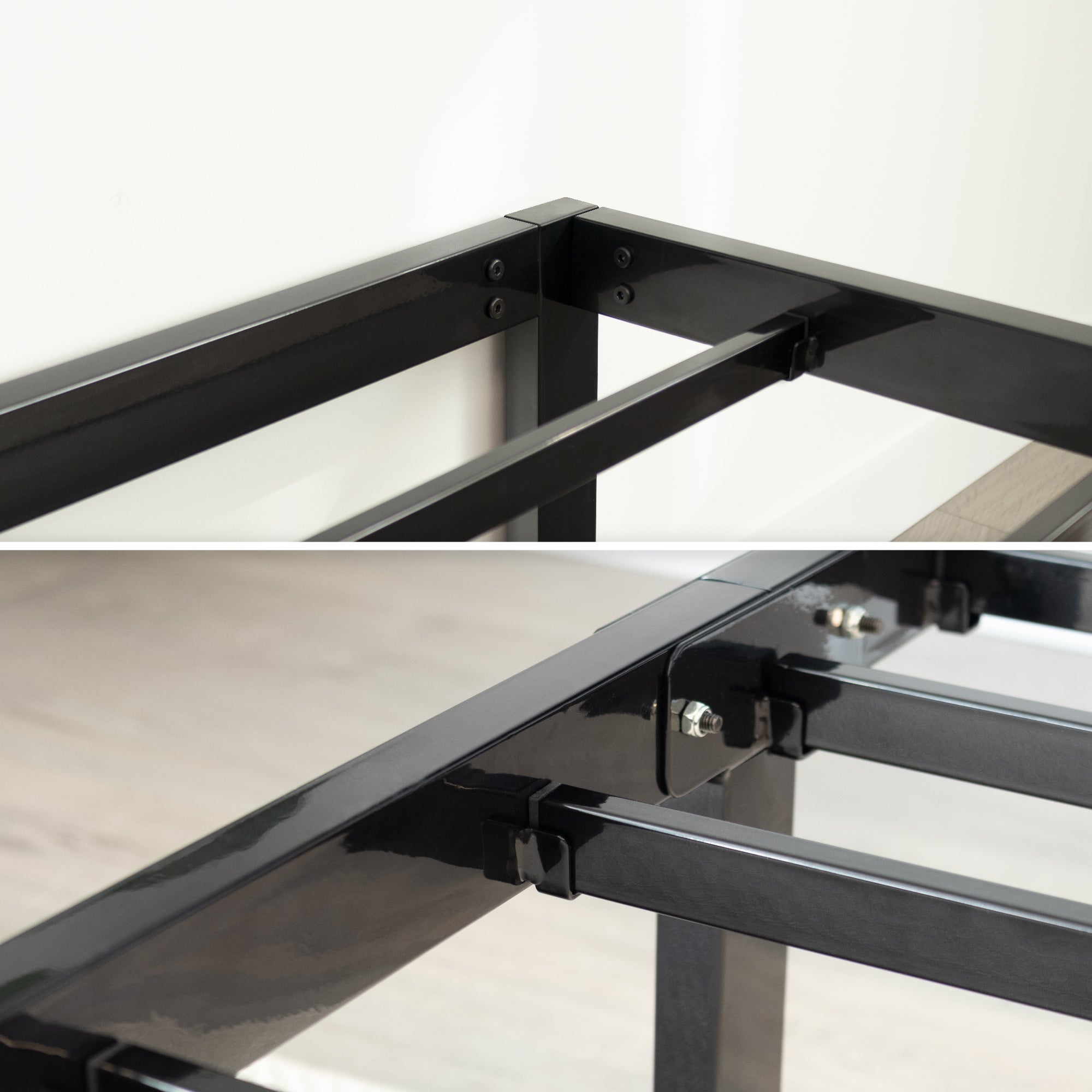 SAPPHO - Letto piattaforma metallico con spazio contenitivo di 31 cm - Nero o Bianco
