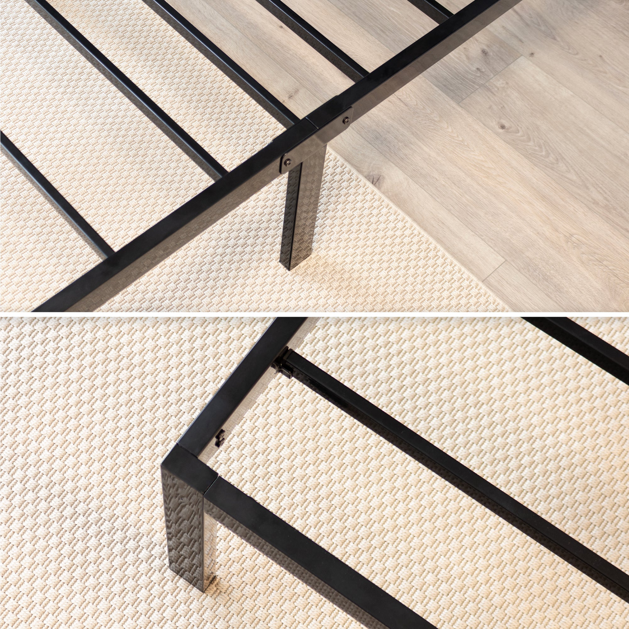 SAPPHO - Letto piattaforma metallico con spazio contenitivo di 31 cm - Nero o Bianco