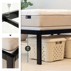 SAPPHO - Letto piattaforma metallico con spazio contenitivo di 31 cm - Nero o Bianco