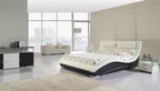 LEANDRO - Letto in pelle sintetica nero e bianco