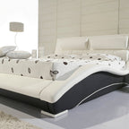 LEANDRO - Letto in pelle sintetica nero e bianco