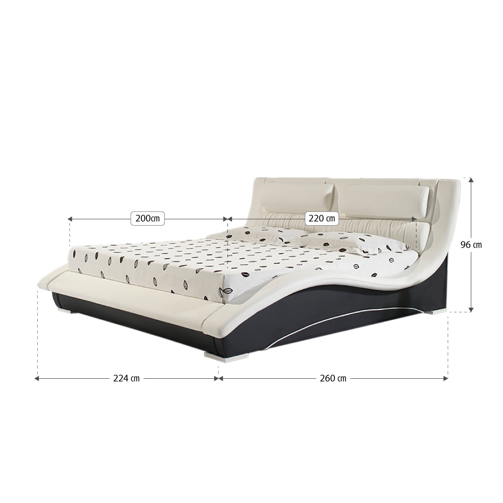 LEANDRO - Letto in pelle sintetica nero e bianco