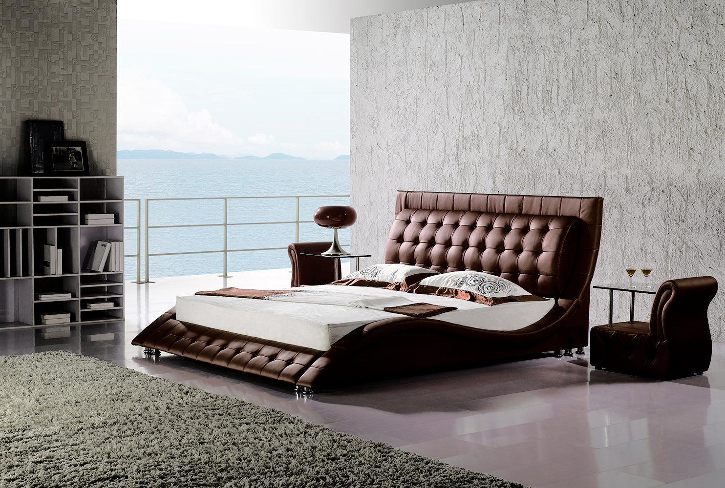 ST. TROPEZ - Letto imbottito di lusso con testiera capitonné, bottoni in pelle o cristalli, in vari colori
