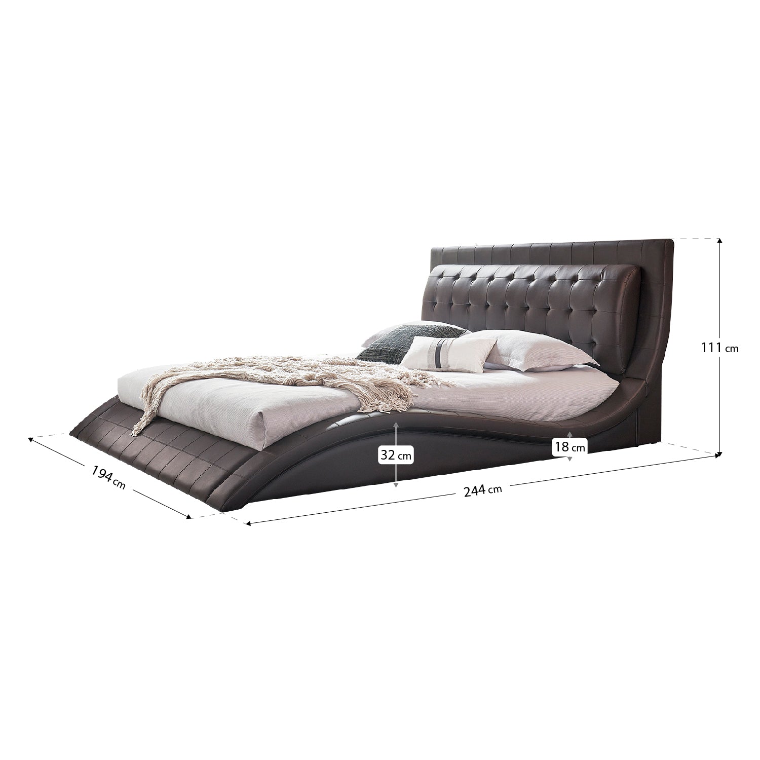 ST. TROPEZ – Cama estofada de luxo com cabeceira capitoné, botões em pele ou cristais, em várias cores
