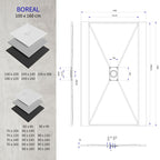 BOREAL - Base de duche cinzenta RAL 7030 SMC antiderrapante GRIPSTONE com sifão incluído