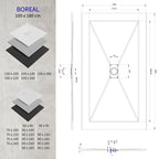 BOREAL - Base de duche preta RAL 7021 SMC antiderrapante GRIPSTONE com sifão incluído