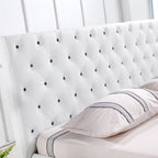AMOUR – Cama estofada branca ou cinzenta com cabeceira acolchoada, com ou sem cristais