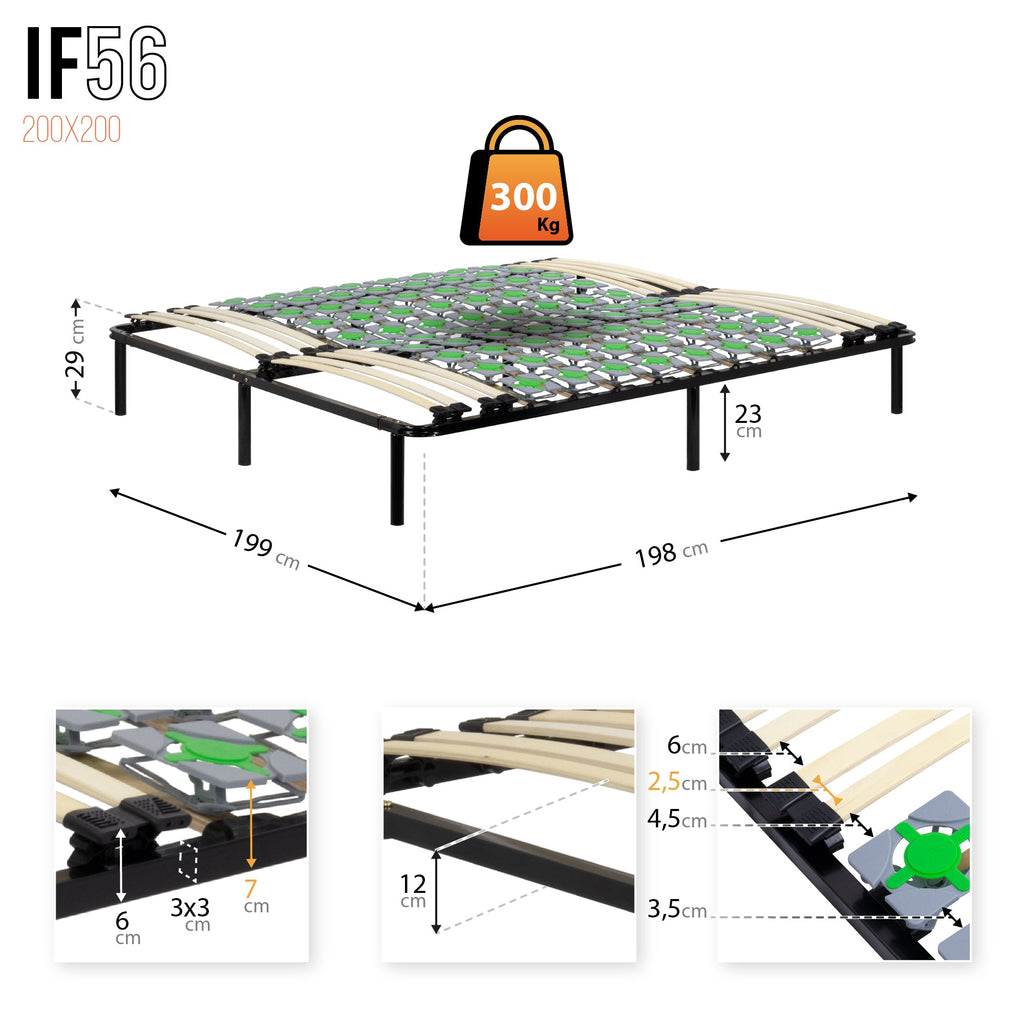 IF56 – Estrado ergo com molas prato e lâminas amortecidas, estrutura metálica reforçada - com ou sem pés