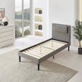 EMILY - Letto imbottito con testiera imbottita e rete a doghe in legno - Beige o Grigio
