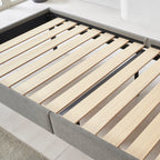 EMILY - Letto imbottito con testiera imbottita e rete a doghe in legno - Beige o Grigio