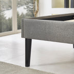 EMILY - Letto imbottito con testiera imbottita e rete a doghe in legno - Beige o Grigio