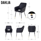 DAHLIA - Conjunto de 2 sillas de comedor en tejido PU o terciopelo