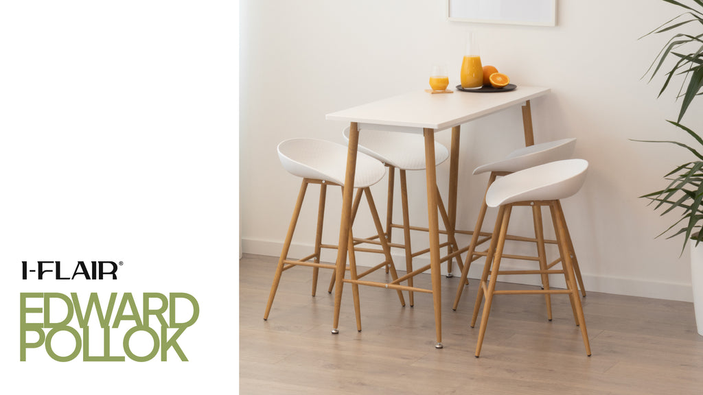 Set Tavolo Edward Pollok con 4 Sgabelli da Bar - Altezza 90 cm