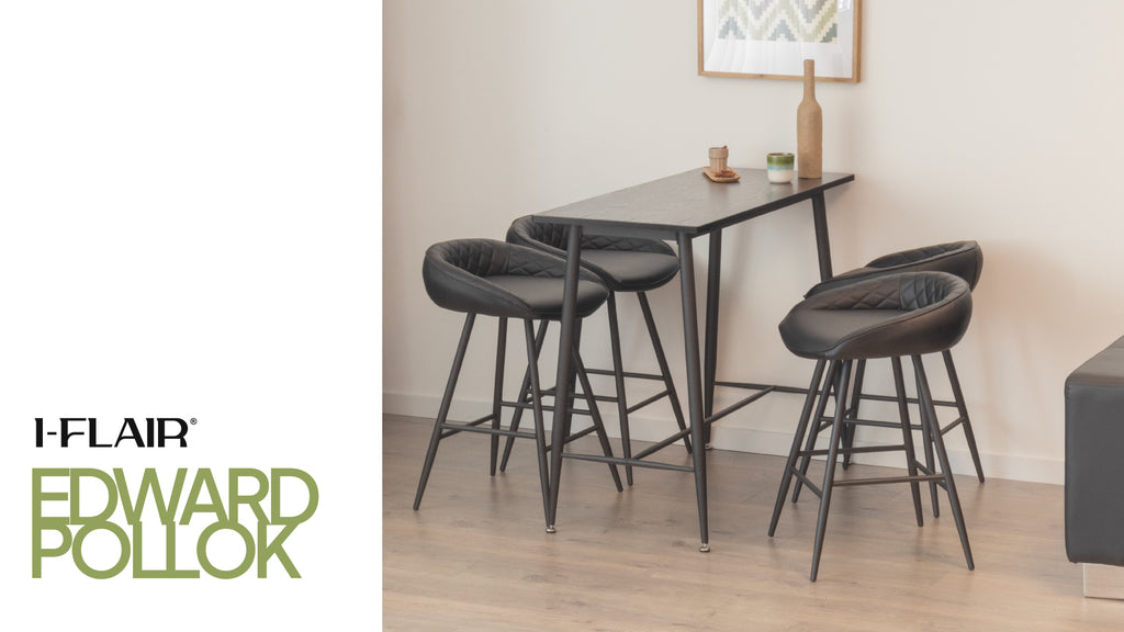 Set Tavolo Edward Pollok con 4 Sgabelli da Bar - Altezza 90 cm