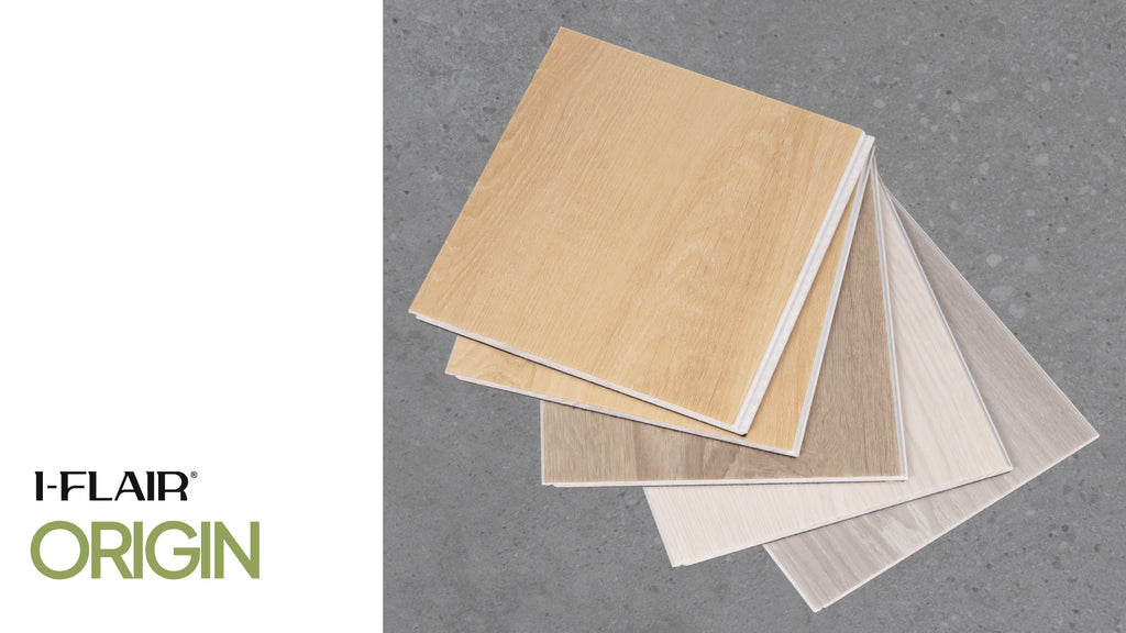 ORIGIN - Set de 4 muestras de pavimento SPC multicapa, 20 × 18 cm, 6,5 mm, Roble Claro, Taupe, Dovegrey y Whitewash