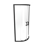 ELLA - Cabina de ducha de cuadrante en vidrio transparente, puertas correderas y perfiles en negro