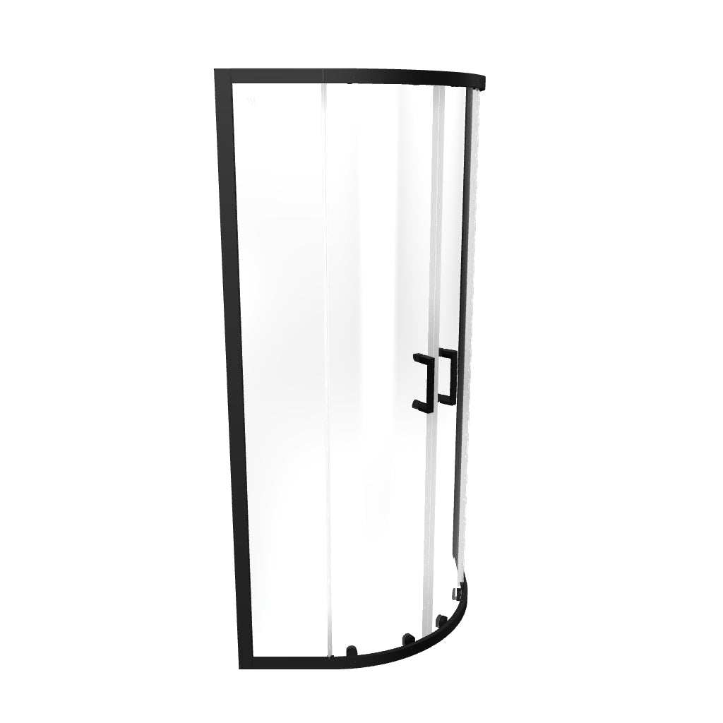 ELLA - Cabina de ducha de cuadrante en vidrio transparente, puertas correderas y perfiles en negro