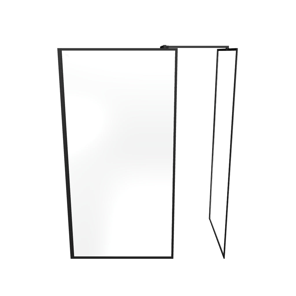 GIANNA - Panel de Ducha Walk-In con 2 Paneles en Vidrio Templado y Perfil Negro con Barra Estabilizadora
