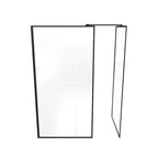 GIANNA - Panel de Ducha Walk-In con 2 Paneles en Vidrio Templado con Bloques y Perfil Negro con Barra Estabilizadora