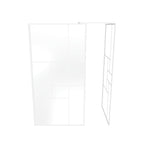 GIANNA - Panel de Ducha Walk-In con 2 Paneles en Vidrio Templado con Bloques y Perfil Blanco con Barra Estabilizadora