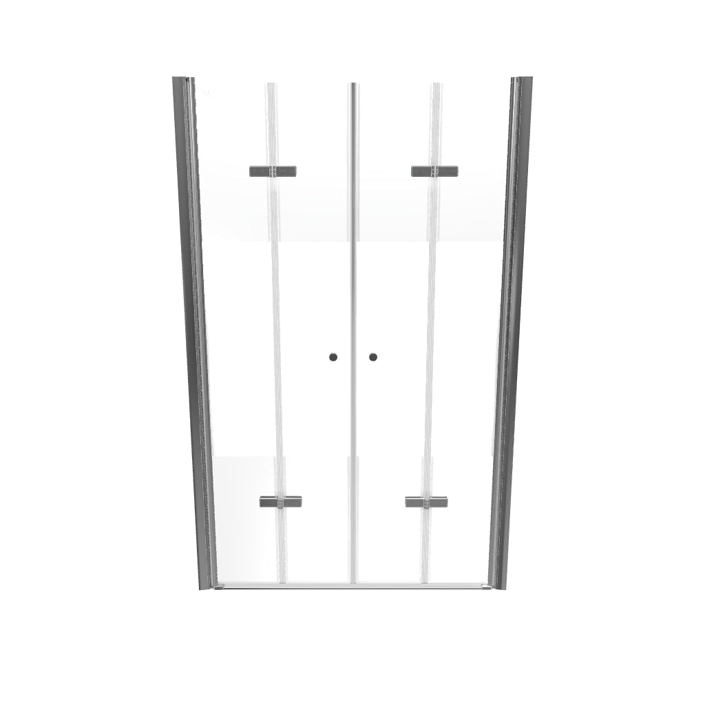 LENA - Frontal de ducha con puertas plegables en vidrio templado parcialmente esmerilado
