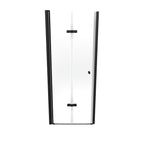 MILA - Puerta plegable en vidrio templado de 6 mm con perfiles negros - Varios tamaños