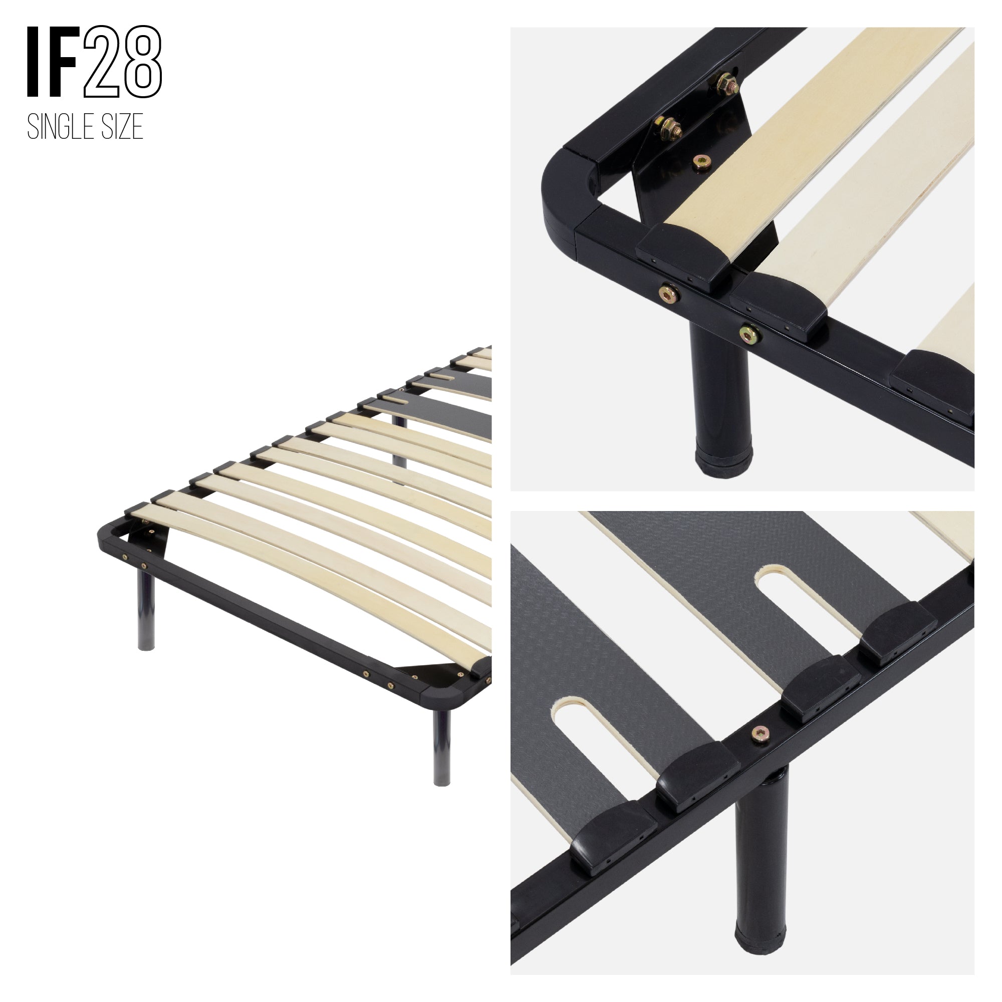 IF28 - Somier ergo con lamas anchas, individual y doble - con o sin patas
