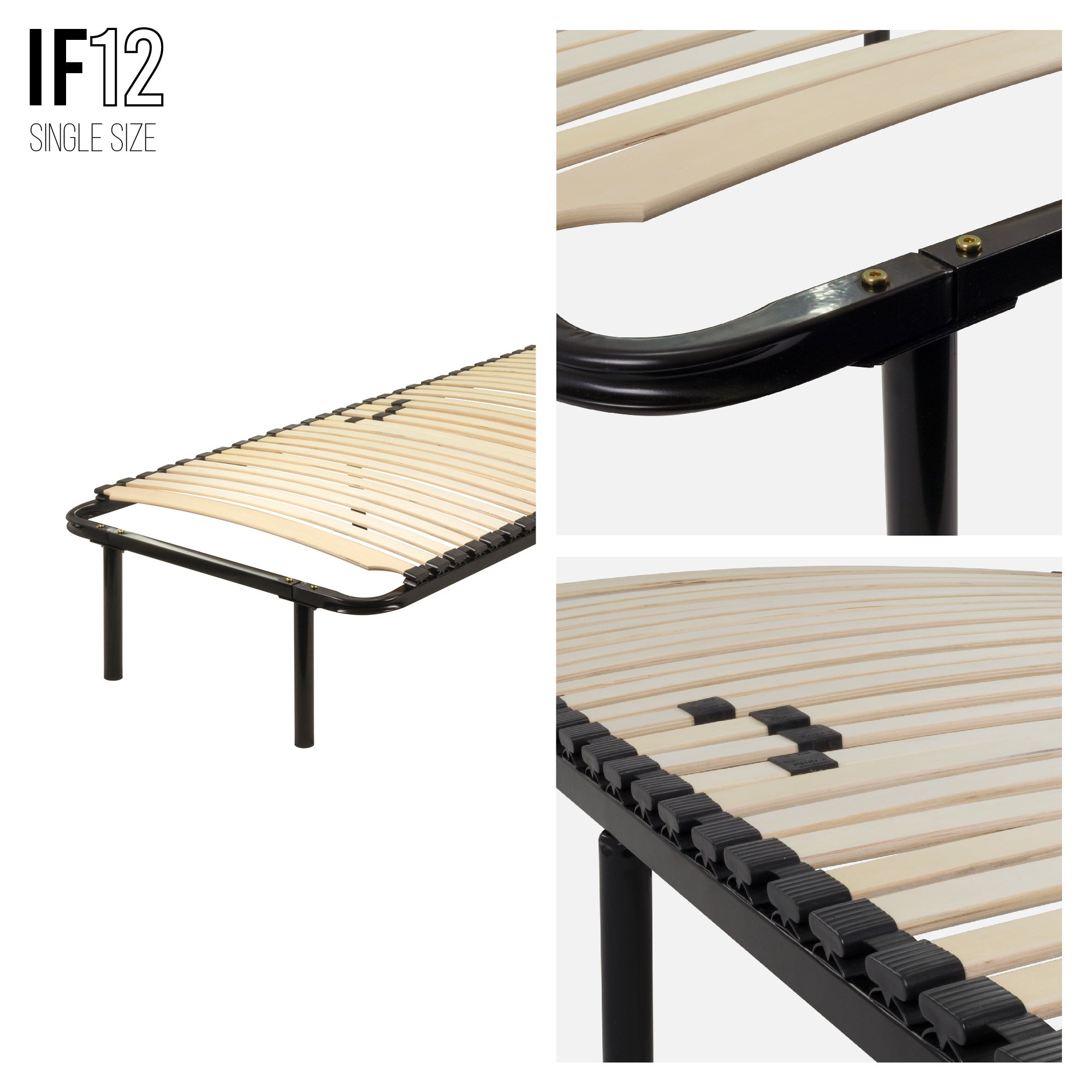 IF12 - Somier ergo con lamas de madera y estructura metálica reforzada - con o sin patas