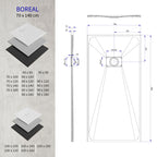 BOREAL - Base de duche cinzenta RAL 7030 SMC antiderrapante GRIPSTONE com sifão incluído