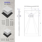 BOREAL - Base de duche preta RAL 7021 SMC antiderrapante GRIPSTONE com sifão incluído