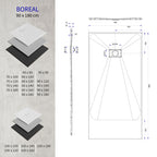 BOREAL - Piatto doccia nero antiscivolo, resistente, durevole e facile da pulire - Incl. sifone