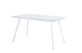 ELEGANCE - Mesa de jantar 140 cm – Tampo em vidro temperado e estrutura metálica, design nórdico branco