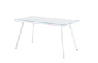 ELEGANCE - Mesa de jantar 140 cm – Tampo em vidro temperado e estrutura metálica, design nórdico branco