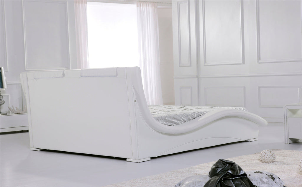 LEANDRO - Letto in pelle sintetica nero e bianco