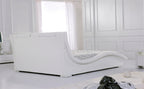 LEANDRO - Letto in pelle sintetica nero e bianco