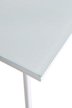 ELEGANCE - Mesa de jantar 140 cm – Tampo em vidro temperado e estrutura metálica, design nórdico branco