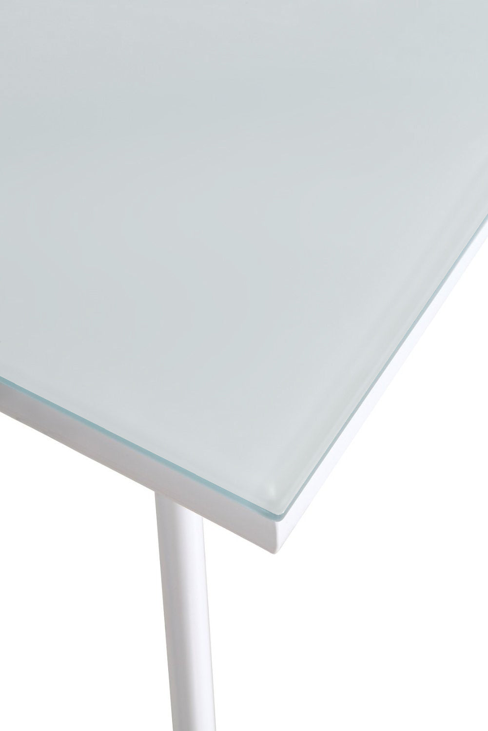 ELEGANCE - Mesa de jantar 140 cm – Tampo em vidro temperado e estrutura metálica, design nórdico branco