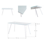 ELEGANCE - Mesa de jantar 140 cm – Tampo em vidro temperado e estrutura metálica, design nórdico branco