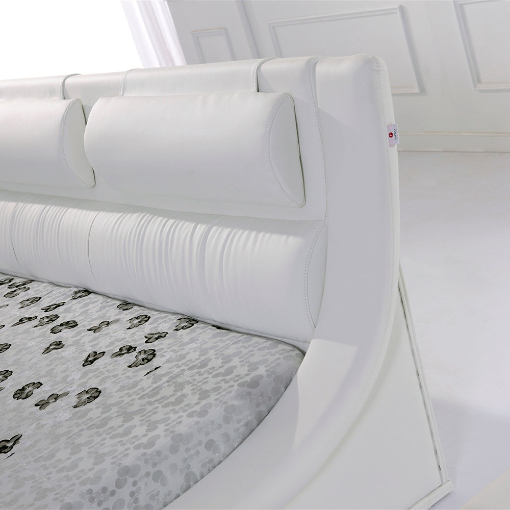 LEANDRO - Letto in pelle sintetica nero e bianco