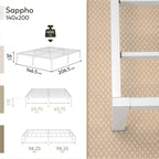 SAPPHO - Letto piattaforma metallico con spazio contenitivo di 31 cm - Nero o Bianco