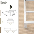 SAPPHO - Letto piattaforma metallico con spazio contenitivo di 31 cm - Nero o Bianco