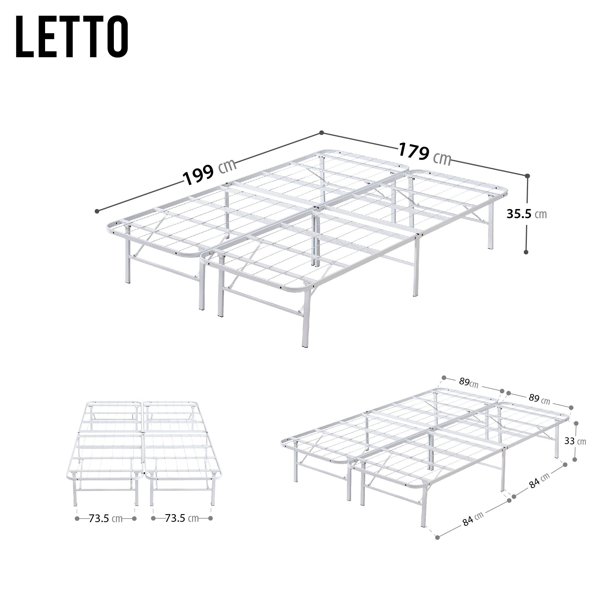 LETTO - Letto pieghevole con struttura metallica, compatto e facile da montare