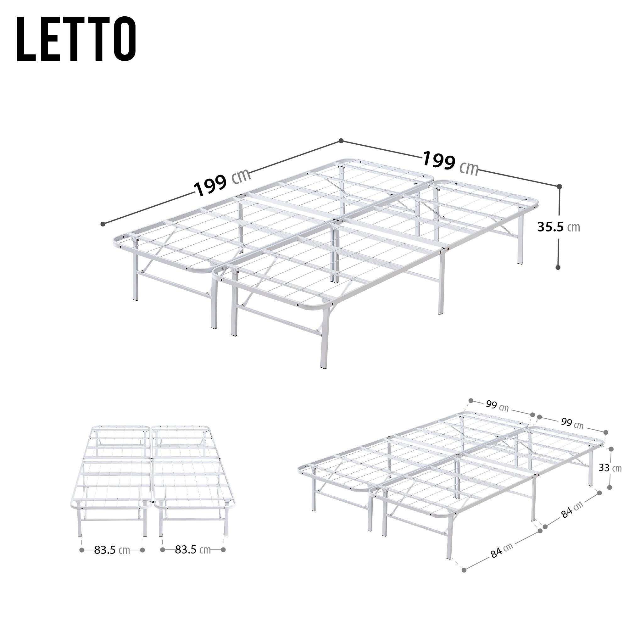LETTO - Letto pieghevole con struttura metallica, compatto e facile da montare