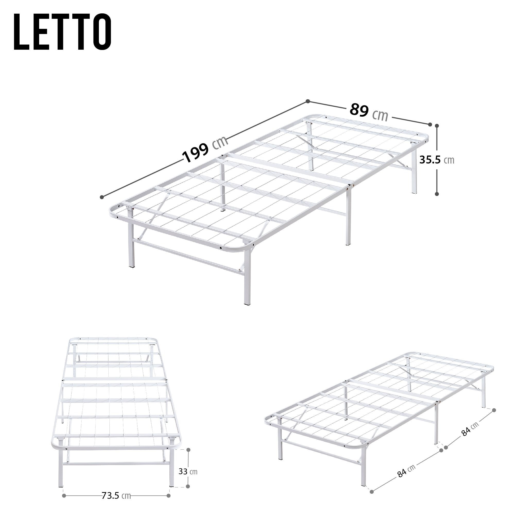 LETTO - Letto pieghevole con struttura metallica, compatto e facile da montare