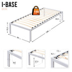 iBase - Letto con struttura metallica e spazio contenitivo di 30 cm in nero e bianco