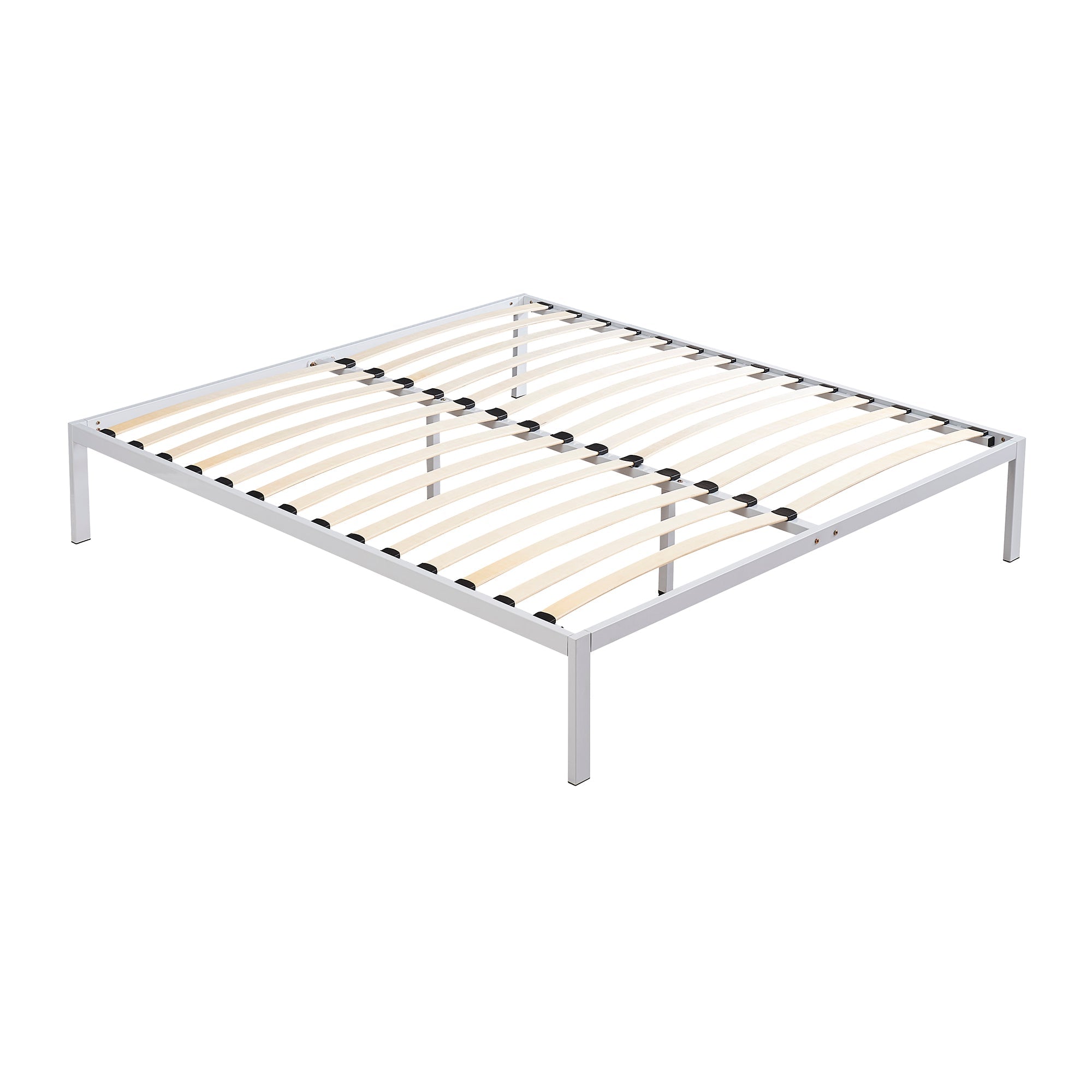 iBase - Letto con struttura metallica e spazio contenitivo di 30 cm in nero e bianco