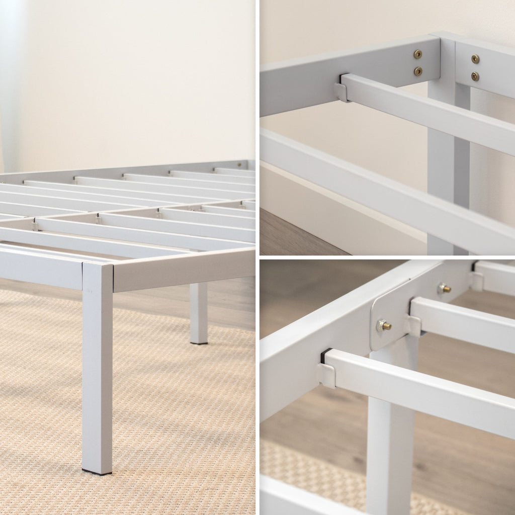 SAPPHO - Letto piattaforma metallico con spazio contenitivo di 31 cm - Nero o Bianco
